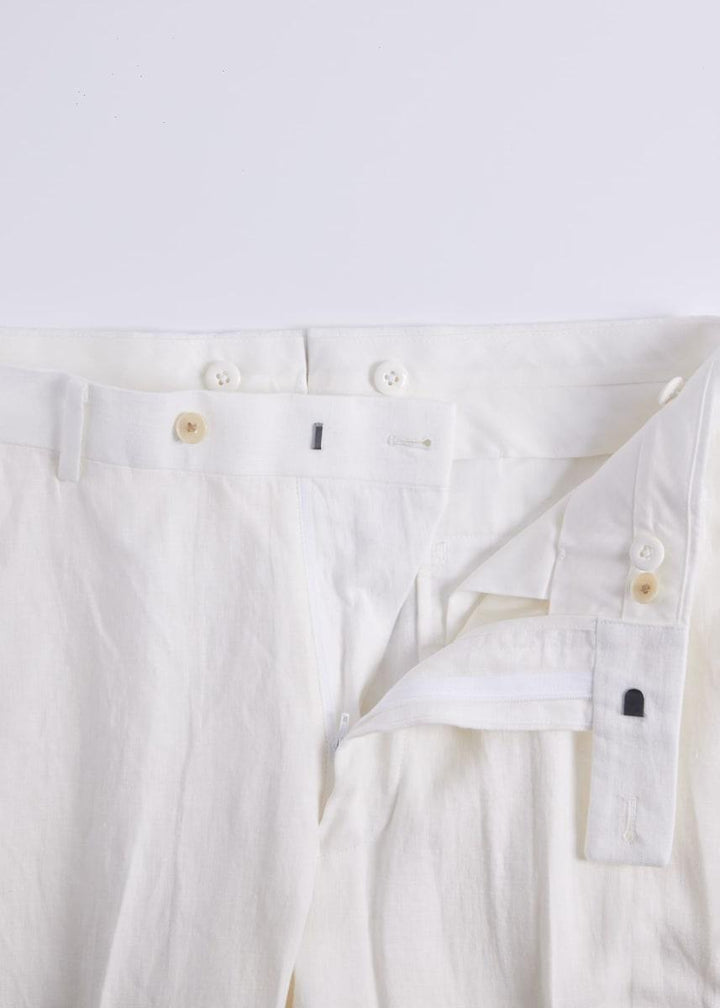 Soft Linen Canvas Dress Trouser - White
