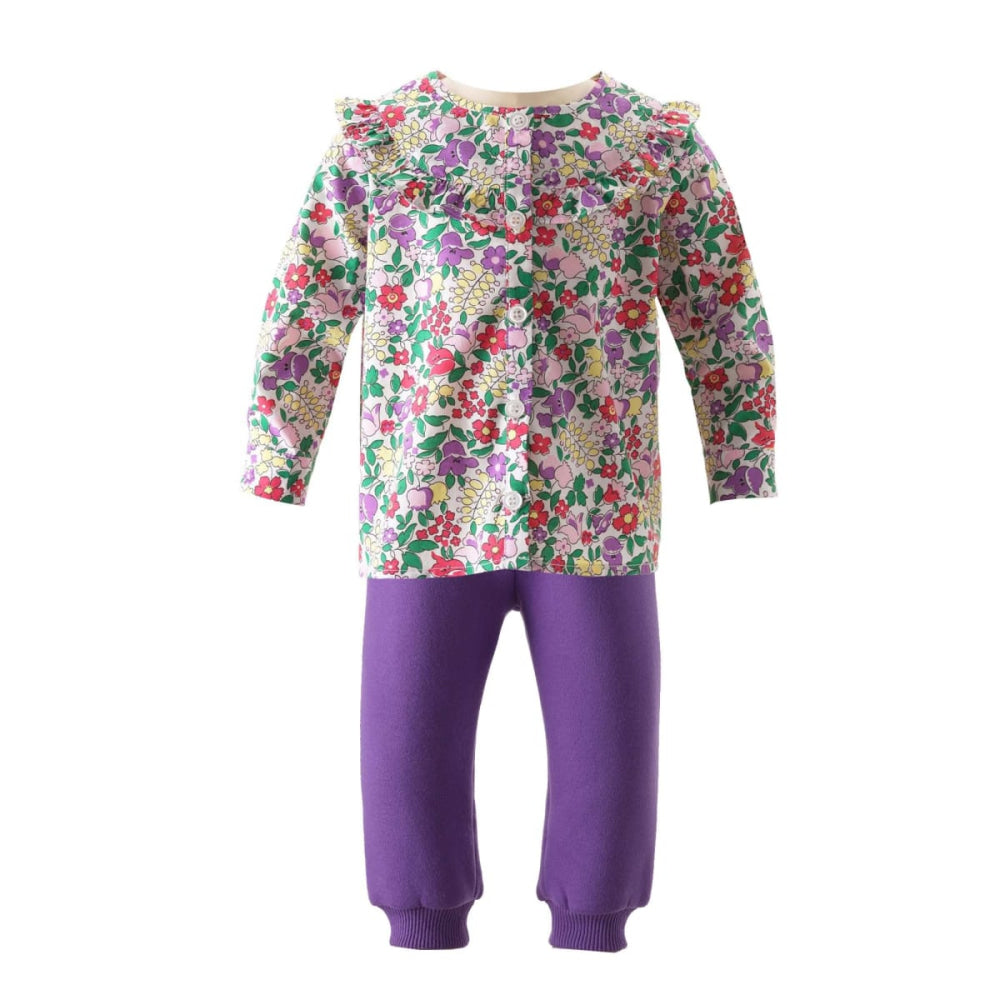Multi Floral Frill Top And Jogger Set - 24m - Blouse