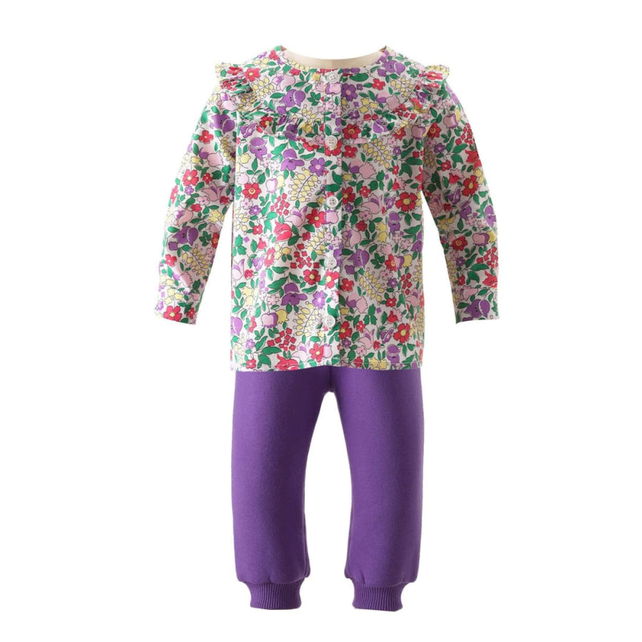 Multi Floral Frill Top And Jogger Set - 24m - Blouse