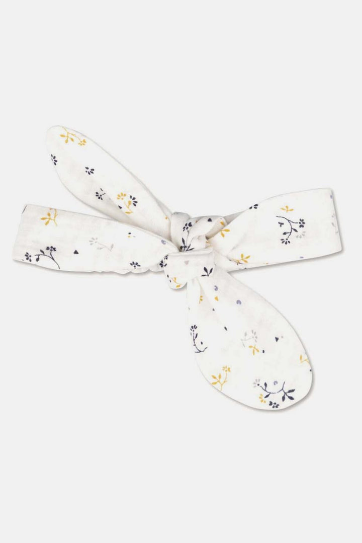 Muslin floral baby hairband - Ivory - 3-24M - Bow