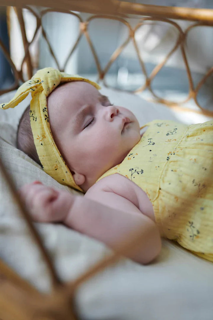 Muslin floral baby hairband - Yellow - 3-24M - Bow