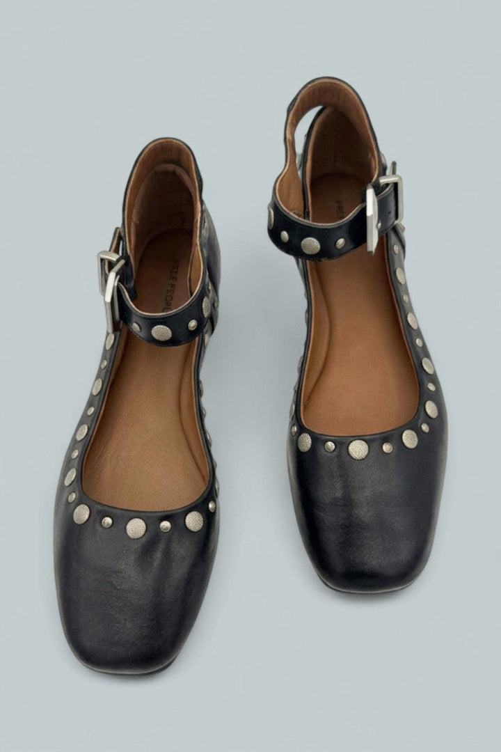 Mystic Mary Jane Studded Flats - Black - Flats