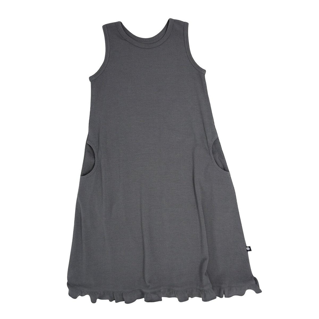 Sweet Bamboo Summer Boho Dress - Charcoal Ribbed 4 Years Sweet Bamboo Summer Boho Dress - Charcoal Ribbed 4 Years