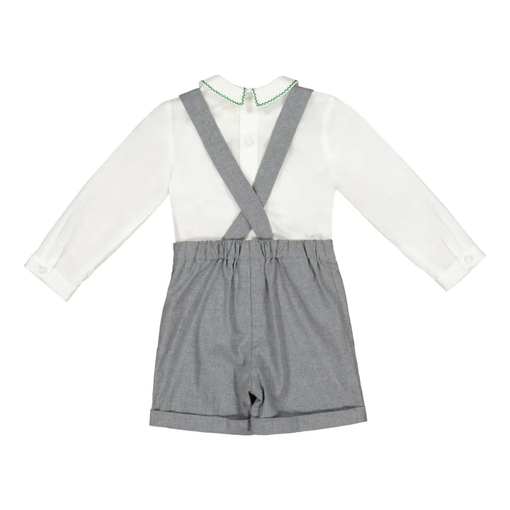Flannel Boy Dungaree & Shirt - George Grey