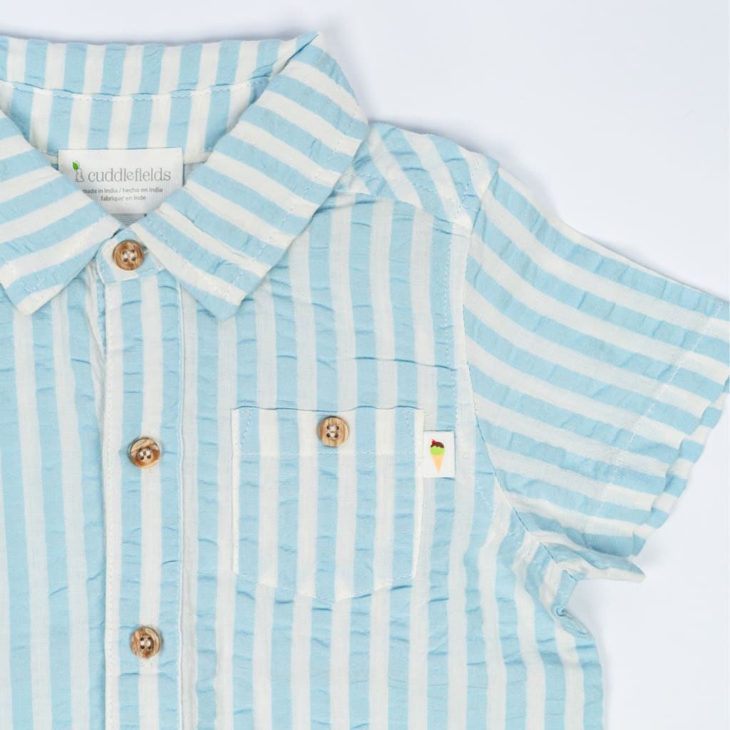 Picnic Seersucker Shirt - Sky Blue