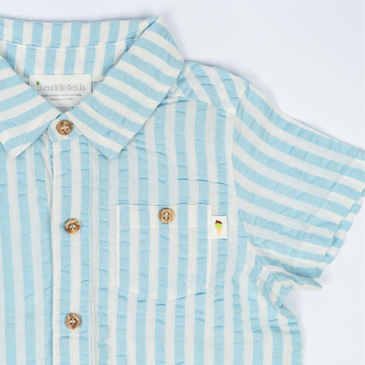 Picnic Seersucker Shirt - Sky Blue