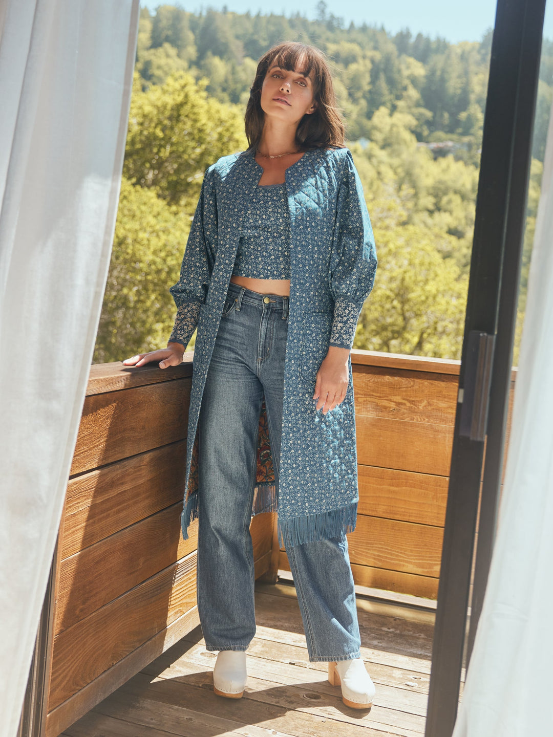 Victoria Embroidered Top - Queen Blue/Mini Alabaster Floral