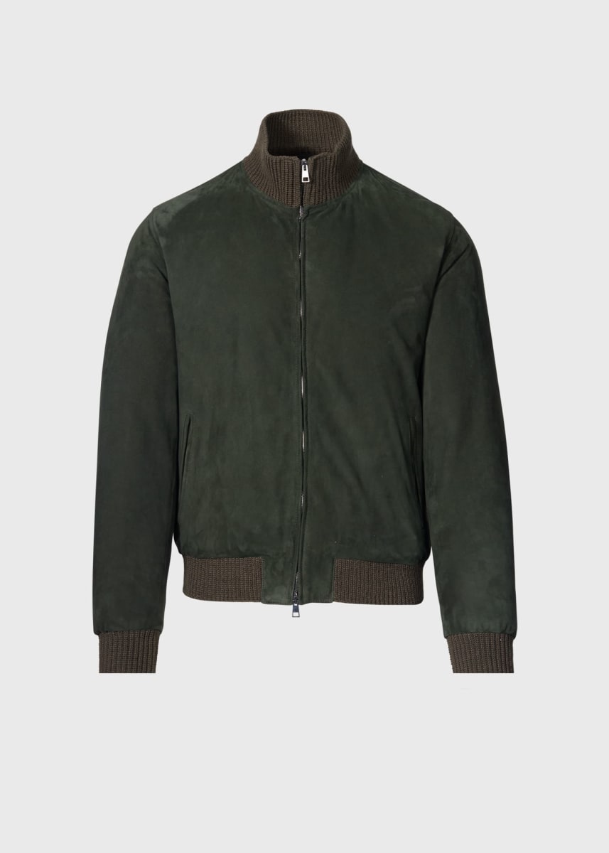 Suede Bomber Jacket - Green