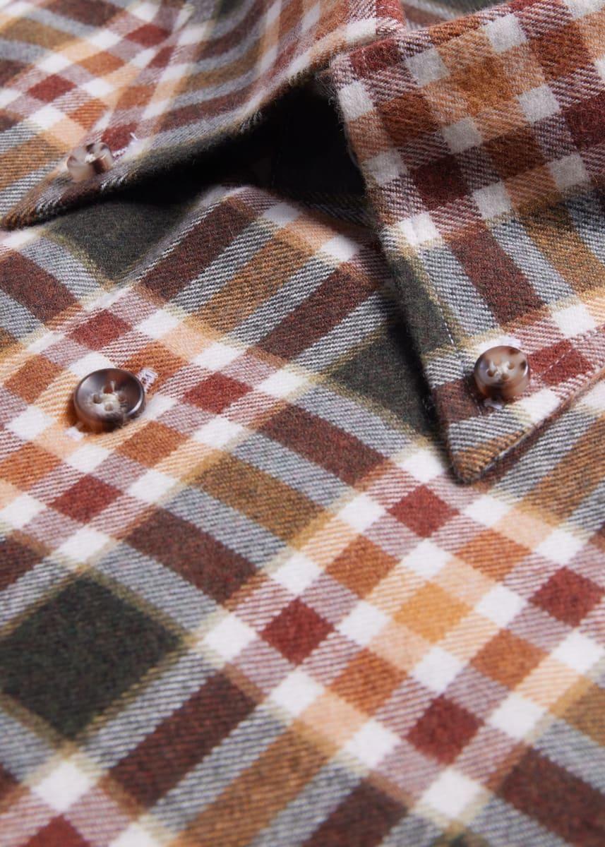 Flannel Plaid Sport Shirt - Olive