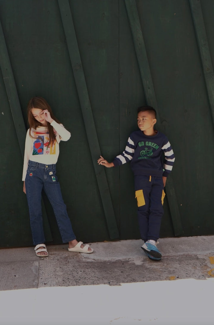 Go Green Kid Sweatshirt - Blue Ribbon Stripe