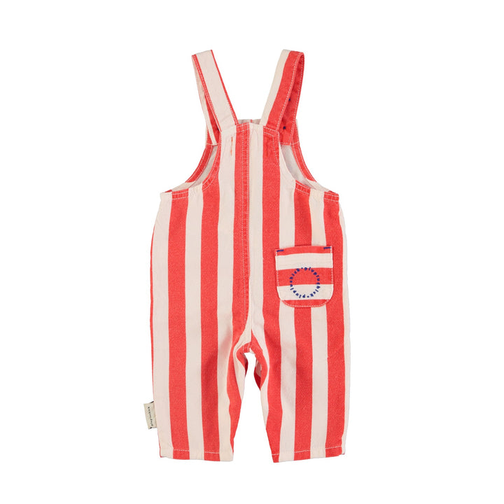 Baby Dungarees | Red & White Stripes w/ "eighties" Print
