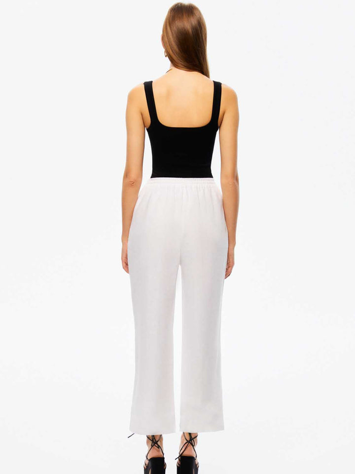 Wide-Leg Linen Pants - Ecru