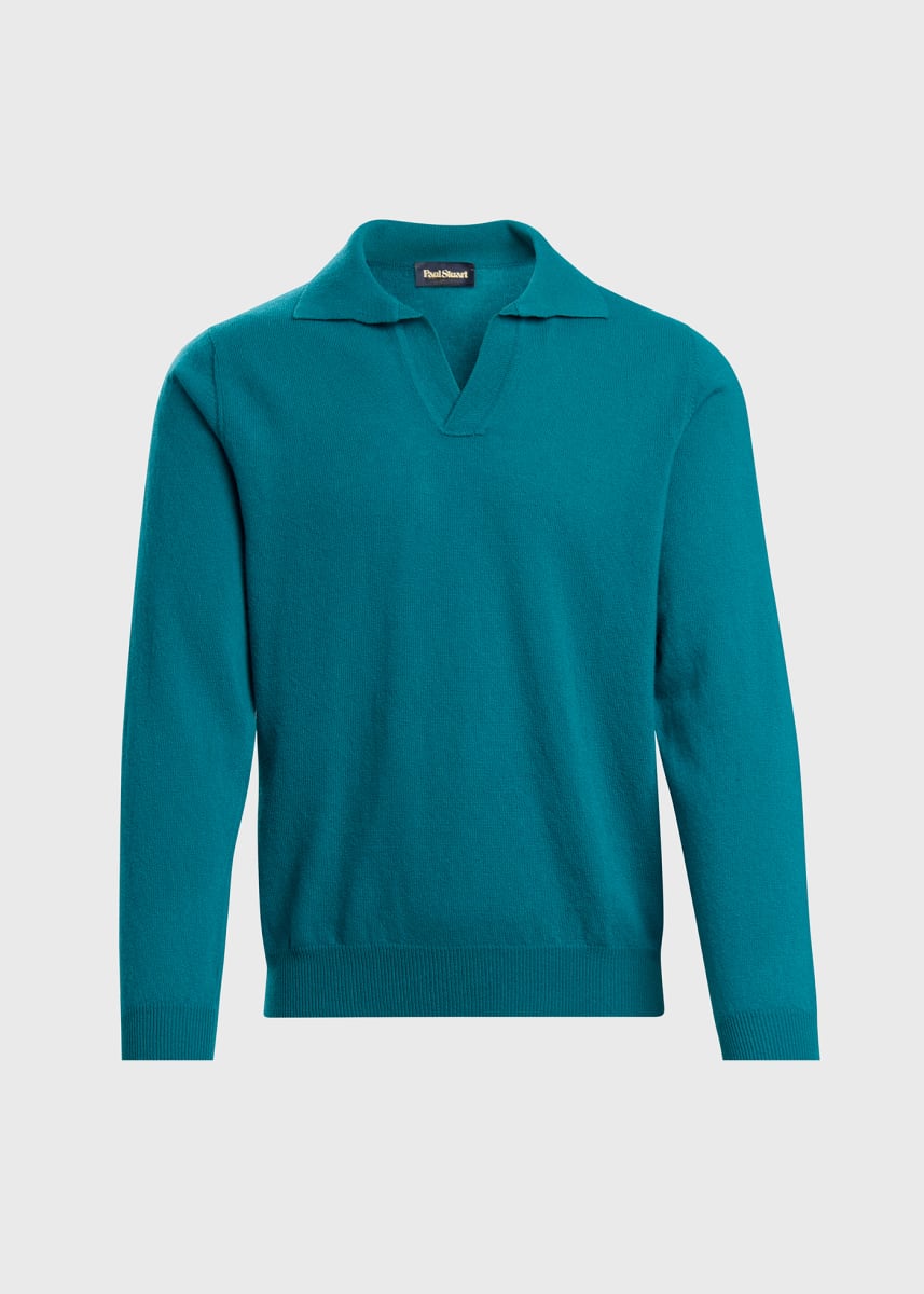 Long Sleeve Johnny Collar Pullover - Blue