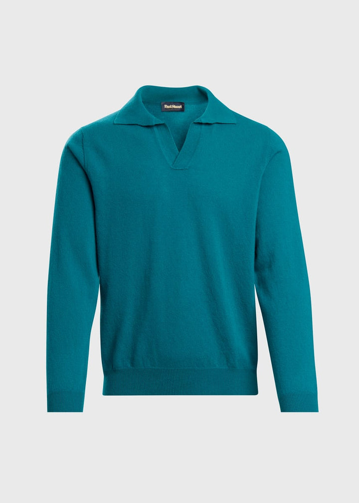 Long Sleeve Johnny Collar Pullover - Blue
