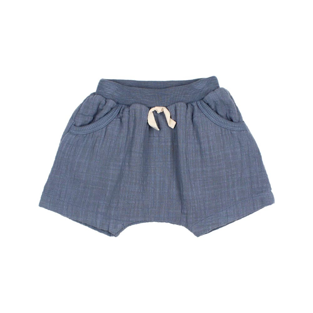 Double Gauze Short with Pockets - Blue