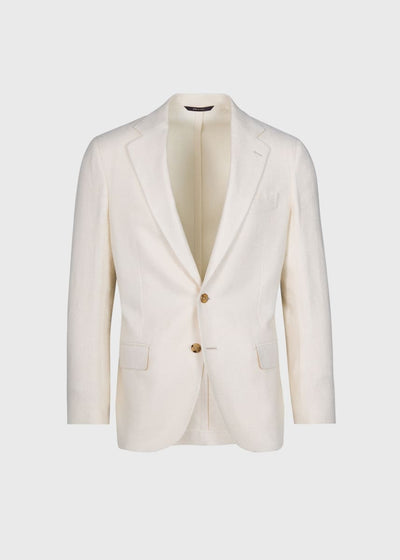Silk & Linen Herringbone Jacket - Ivory