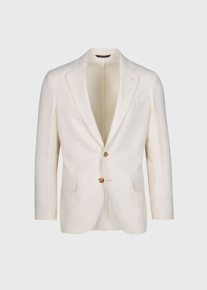 Silk & Linen Herringbone Jacket - Ivory