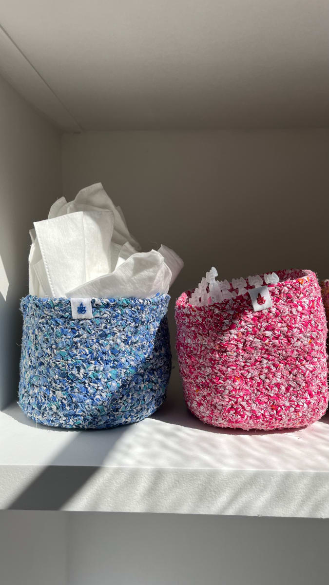 Esma Scrap-Crochet Basket - Azure Blue