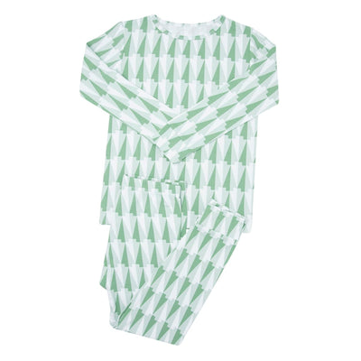 Big Kid Pajama - Geo Tree Green
