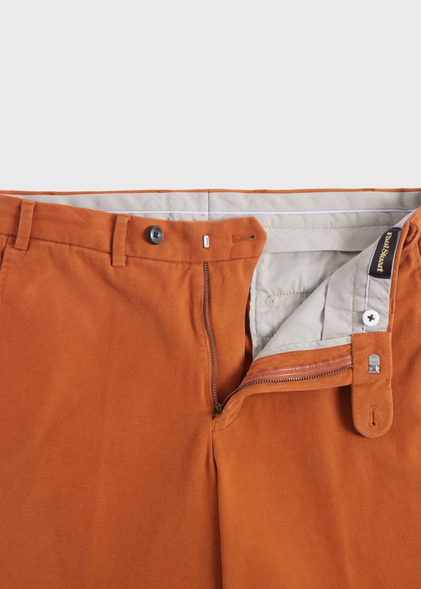 Brushed Cotton Plain Front Newton Pant - Rust