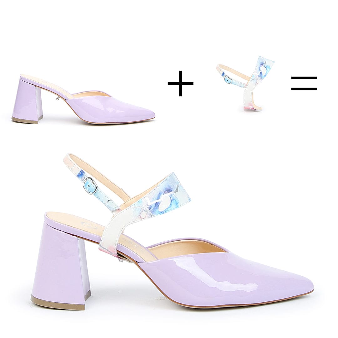 Lilac Gloss V Mule + Marble Elsie - Purple