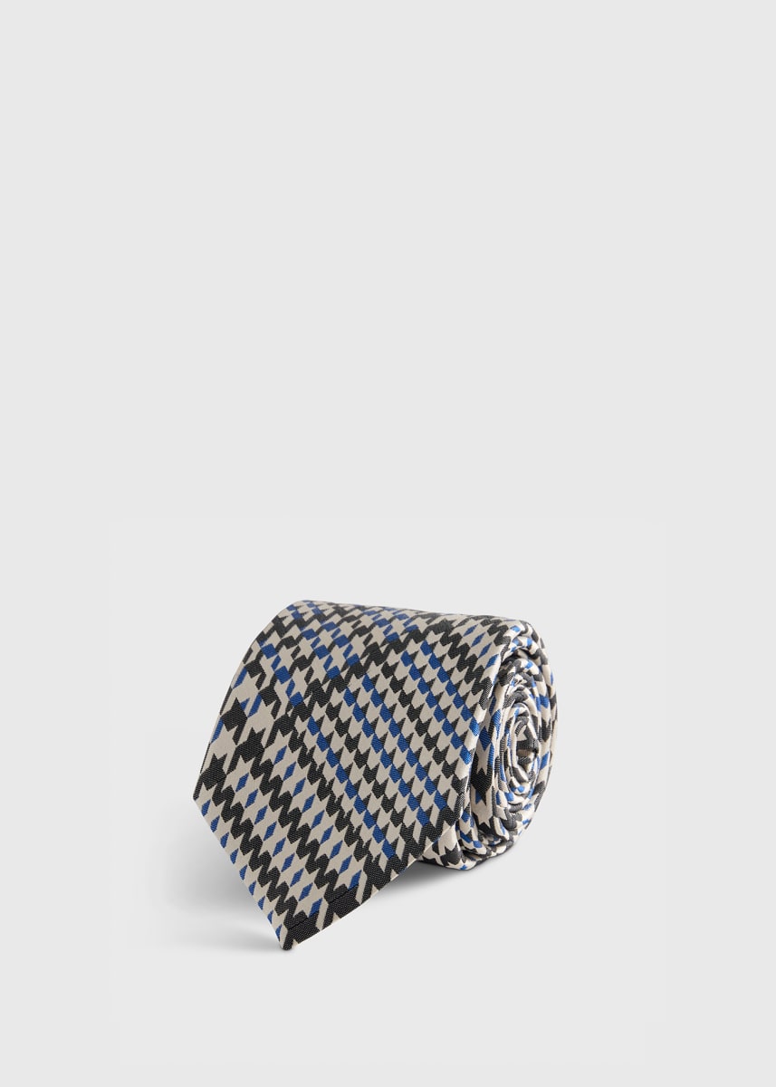 Woven Silk Glen Plaid Tie - Blue