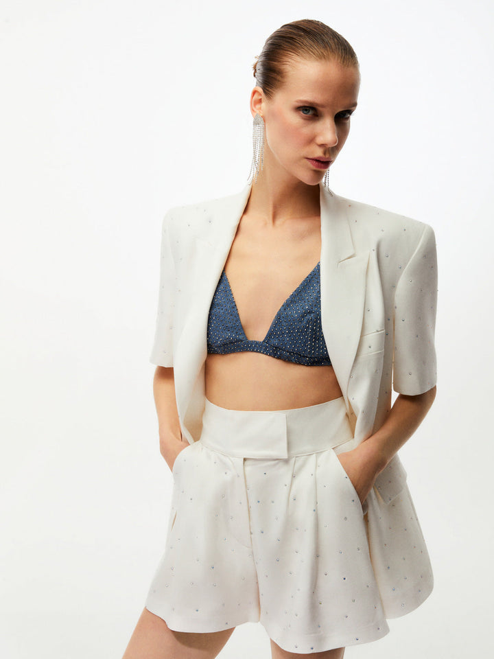 Embellished Shorts - Ecru