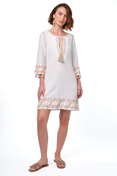 Nina Tunic - White / Beige Embroidery