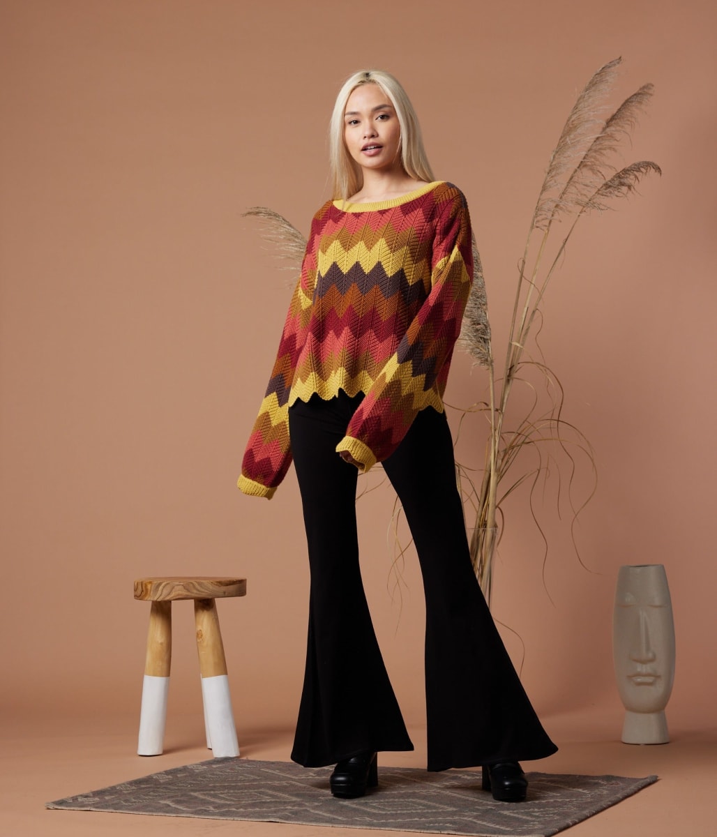 Akira Sweater - Coral Multi Stripe