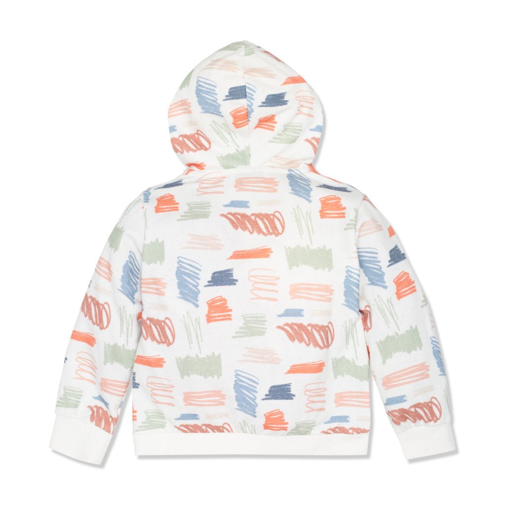 Scribble Kid Zip-Up Hoodie - Natural/scribble