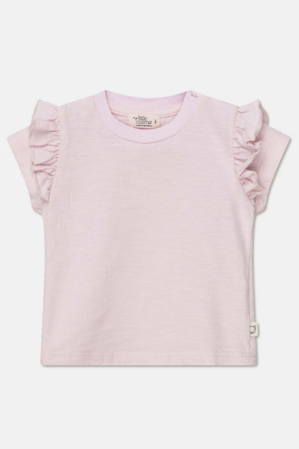 Slub ruffle baby t-shirt - Pink