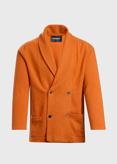 Wool Double-breasted Knit Jacket - Orange