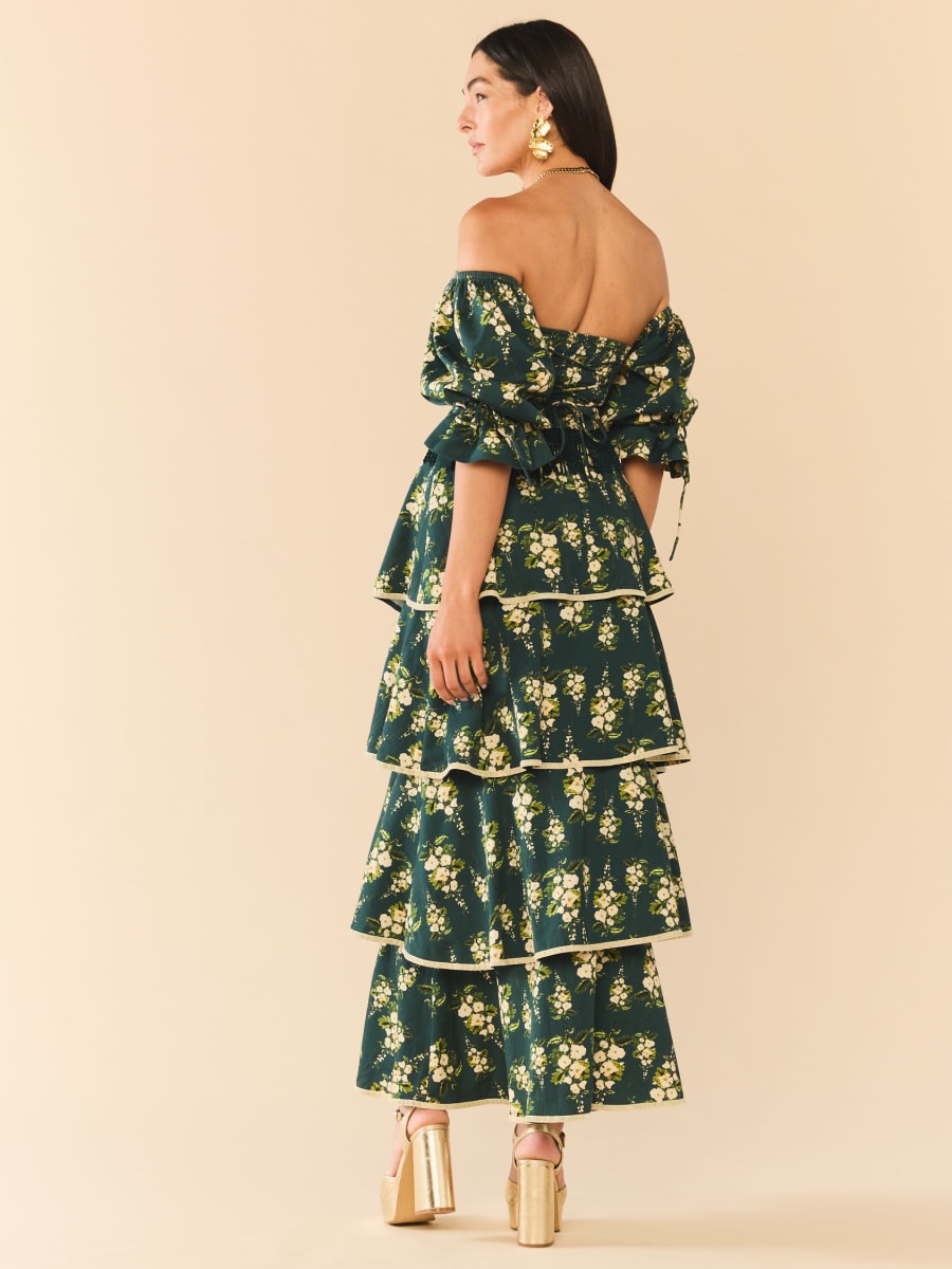 Kenz Skirt x McKenzie Depinto - Deep Green With Cream Larsen Floral