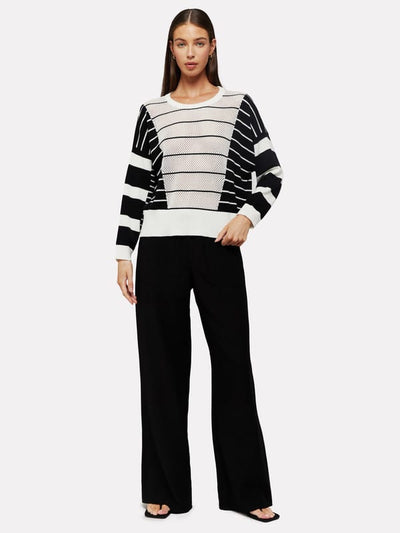 Stripe Pointelle Crew - Coal