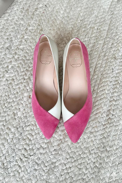 Lou Colorblock Pump - Fandango Pink Suede + White Leather