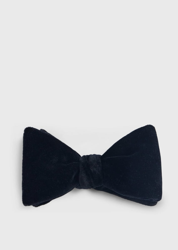 Blunt Edge Cotton Velvet Bow - Black