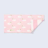 Cotton Burp Cloth - Royal Swans + Pink Cabana Stripe