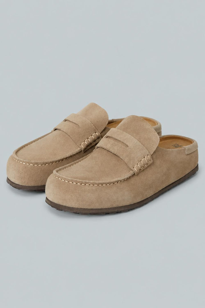 Naples Wrapped Suede Clogs - Beige - Clog