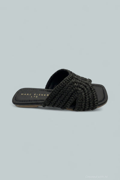 Narda Woven Slide Sandals - Black 001 Leather - 6.5 - Sandals