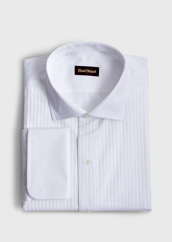Narrow Pleat Formal Shirt - White - Collared Shirt