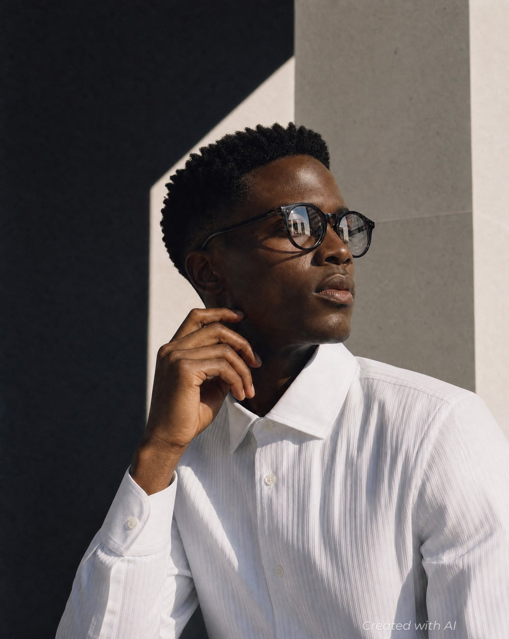 Narrow Pleat Formal Shirt - White - Collared Shirt