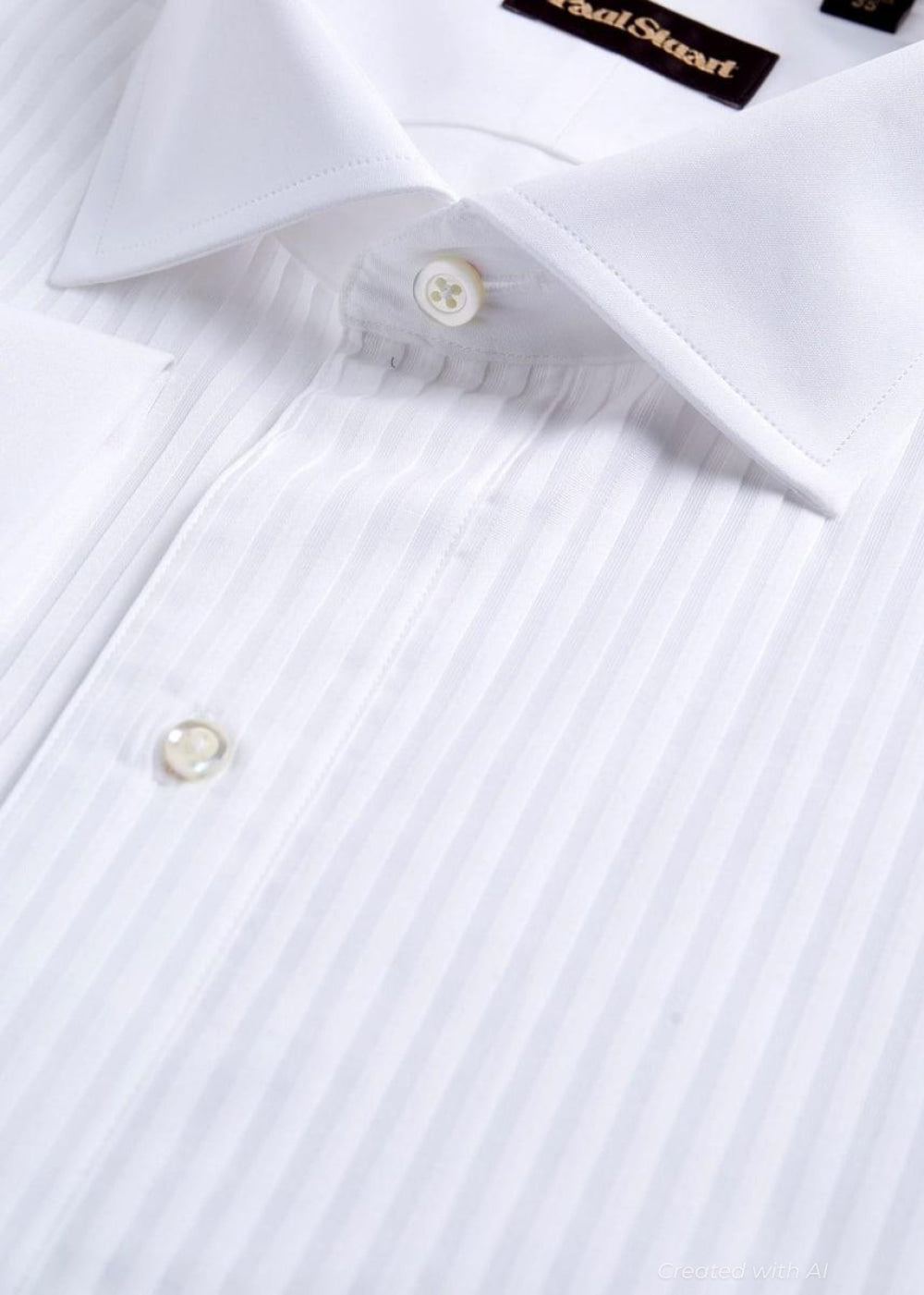 Narrow Pleat Formal Shirt - White - Collared Shirt