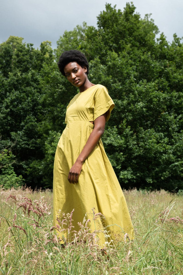 Nathalia Organic Cotton Dress - Bright Olive - Dresses