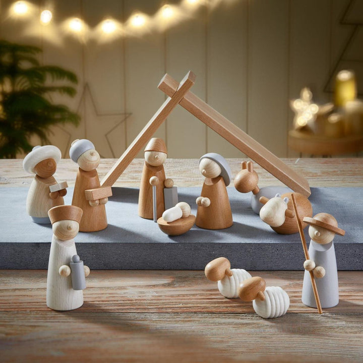 Natural Wood Nativity Set - ’Wooden Toy - Baby Kids Kids Adult Baby’