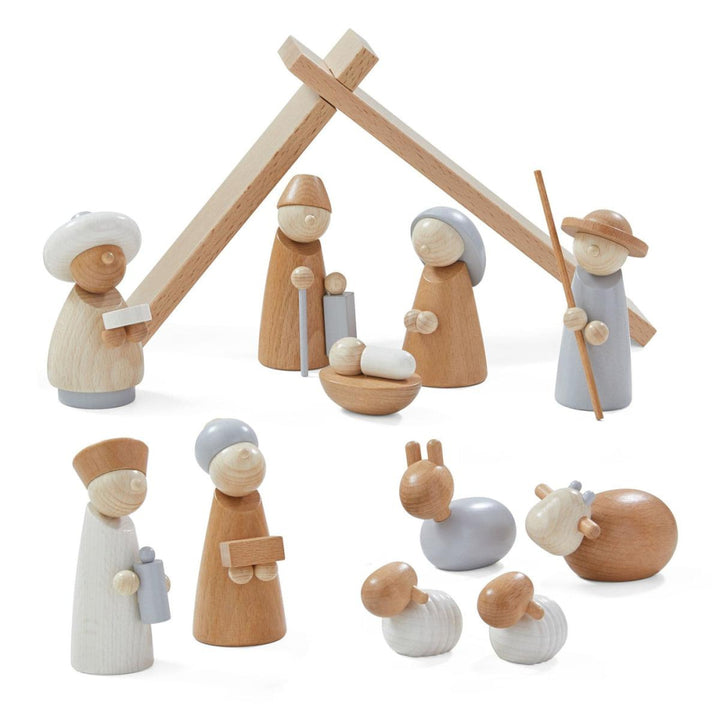 Natural Wood Nativity Set - ’Wooden Toy - Baby Kids Kids Adult Baby’
