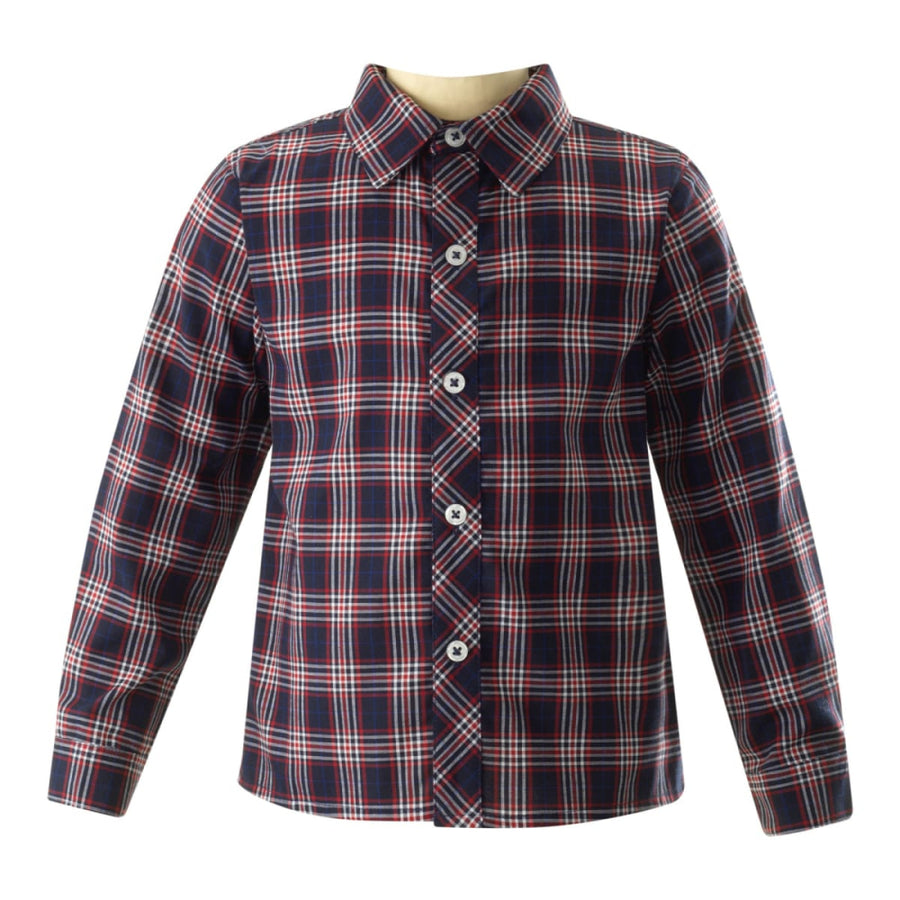Navy Check Shirt - 10y - Button Down Shirt