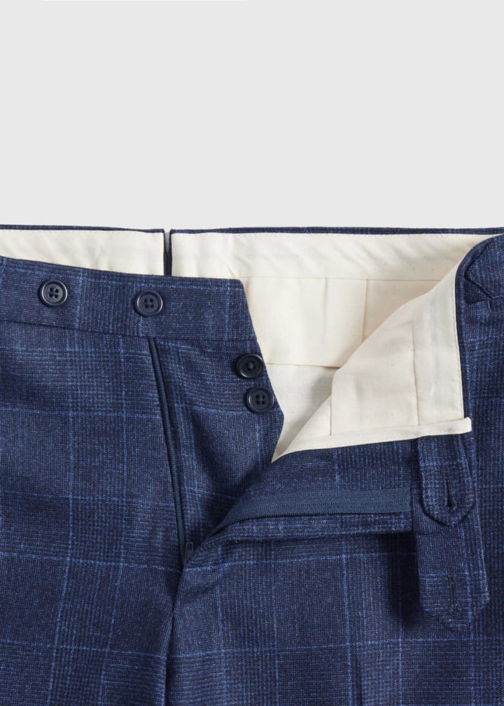 Navy Plaid Double Breasted Suit - Navy - Suit