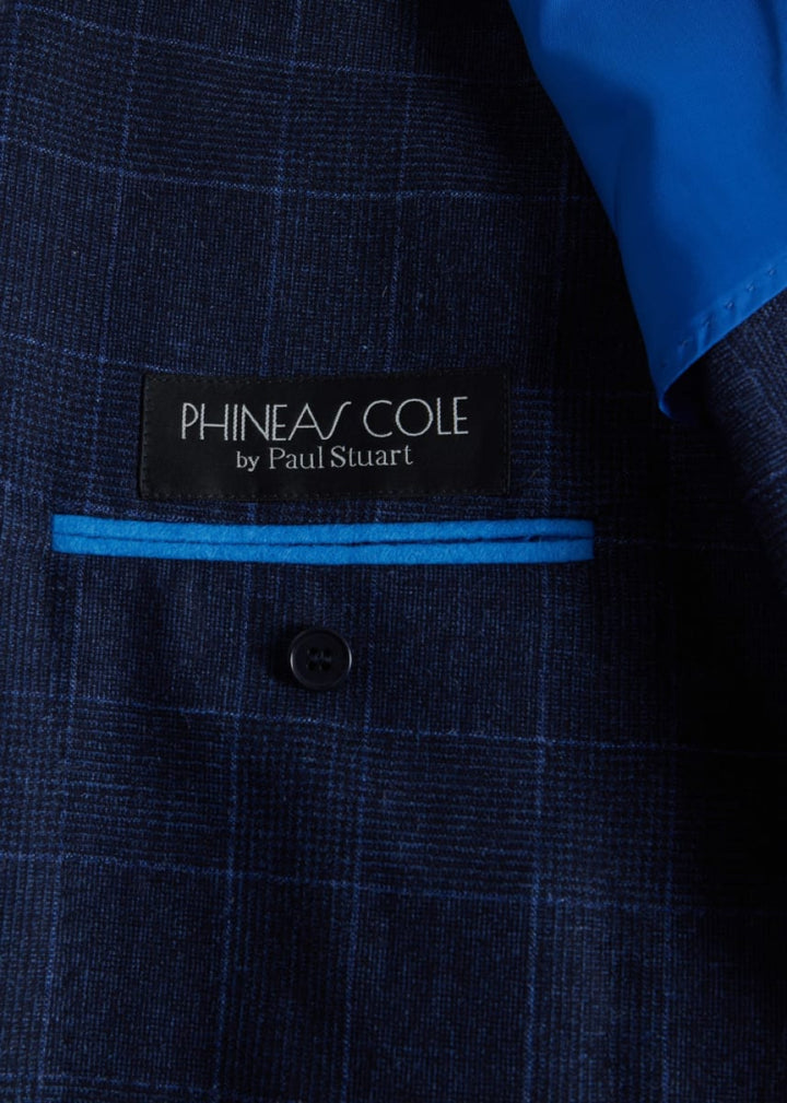 Navy Plaid Double Breasted Suit - Navy - Suit