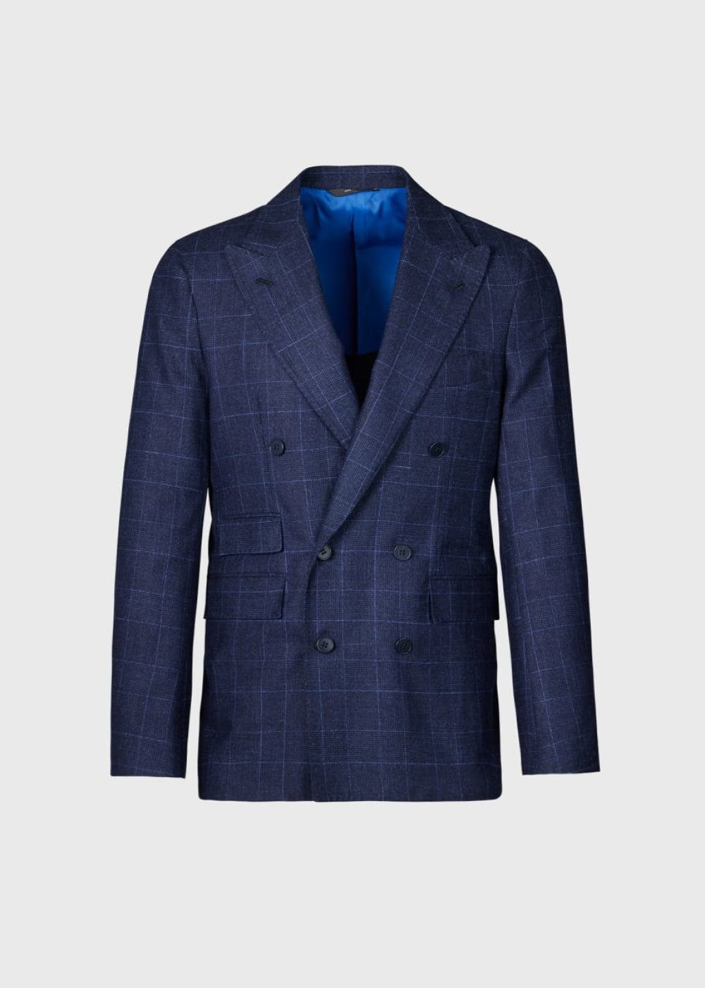 Navy Plaid Double Breasted Suit - Navy - Suit
