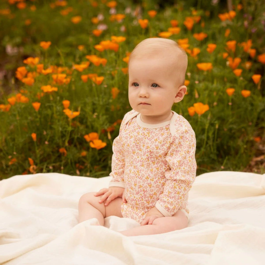 Long Sleeve Bodysuit - Daisy Belle Print Bodysuits + Onesies Nature Baby 